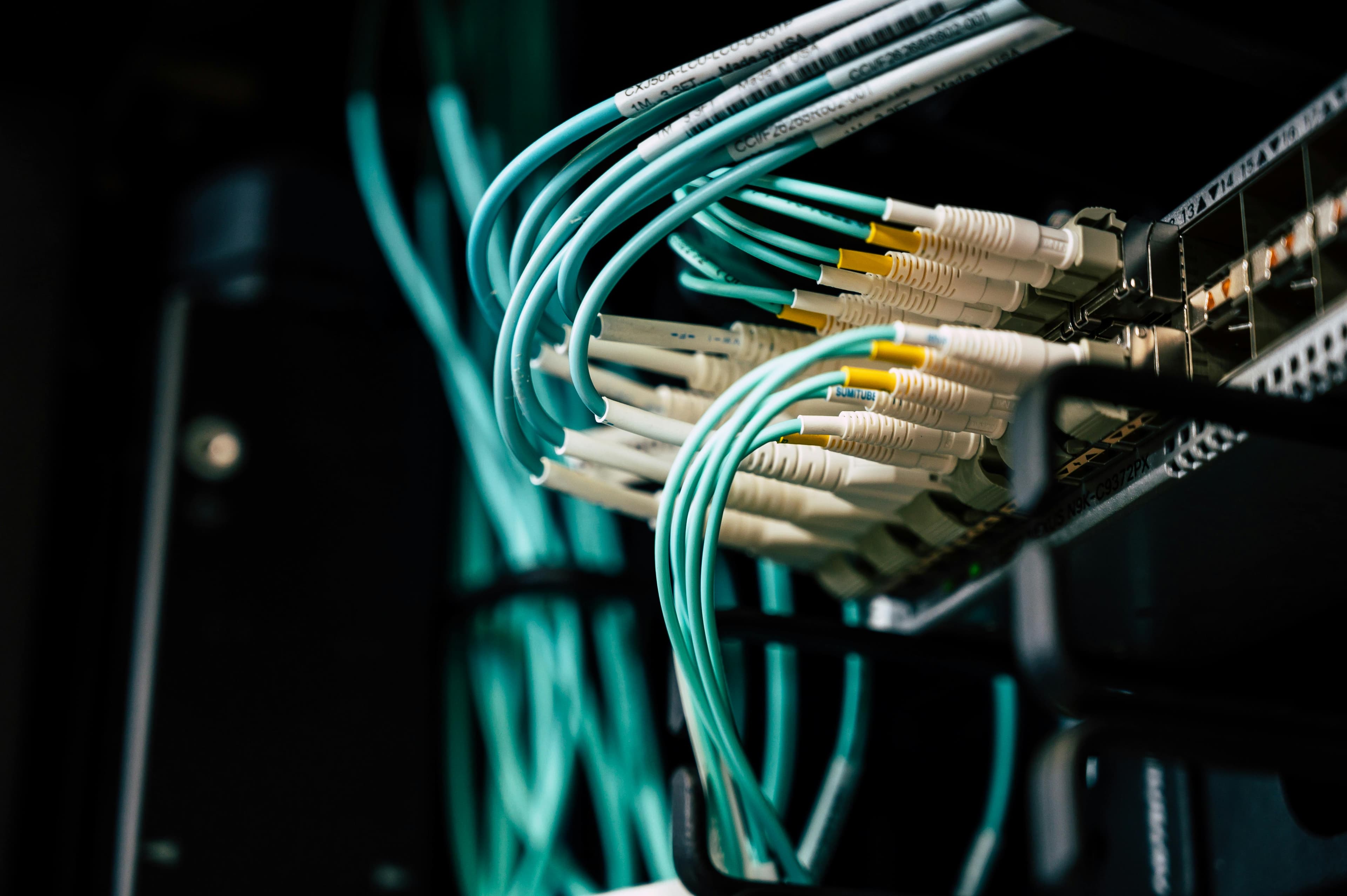 server with fiber cords